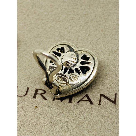 David Yurman Sterling & 18k Gold Thoroughbred Heart Cable Clip On Earrings - Picture 5 of 6